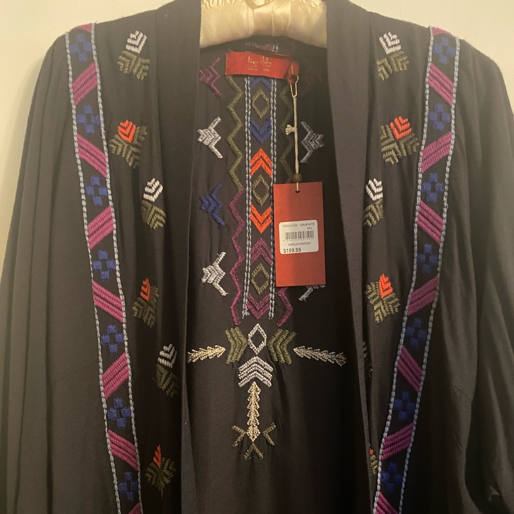 NWT TIGER LILY Amalia Embroidered Tribal Boho Kimono/Duster Sz M-L $200